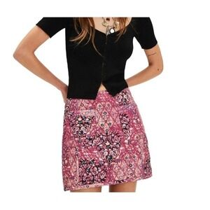 Free People Darla Quilted Mini Skirt Rose Tyrie Pink Size 6 NWT